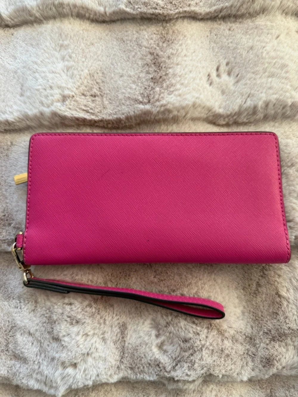 Tory Burch Fuchsia Zip Wristlet Wallet with Gold Logo - Picture 3 of 7